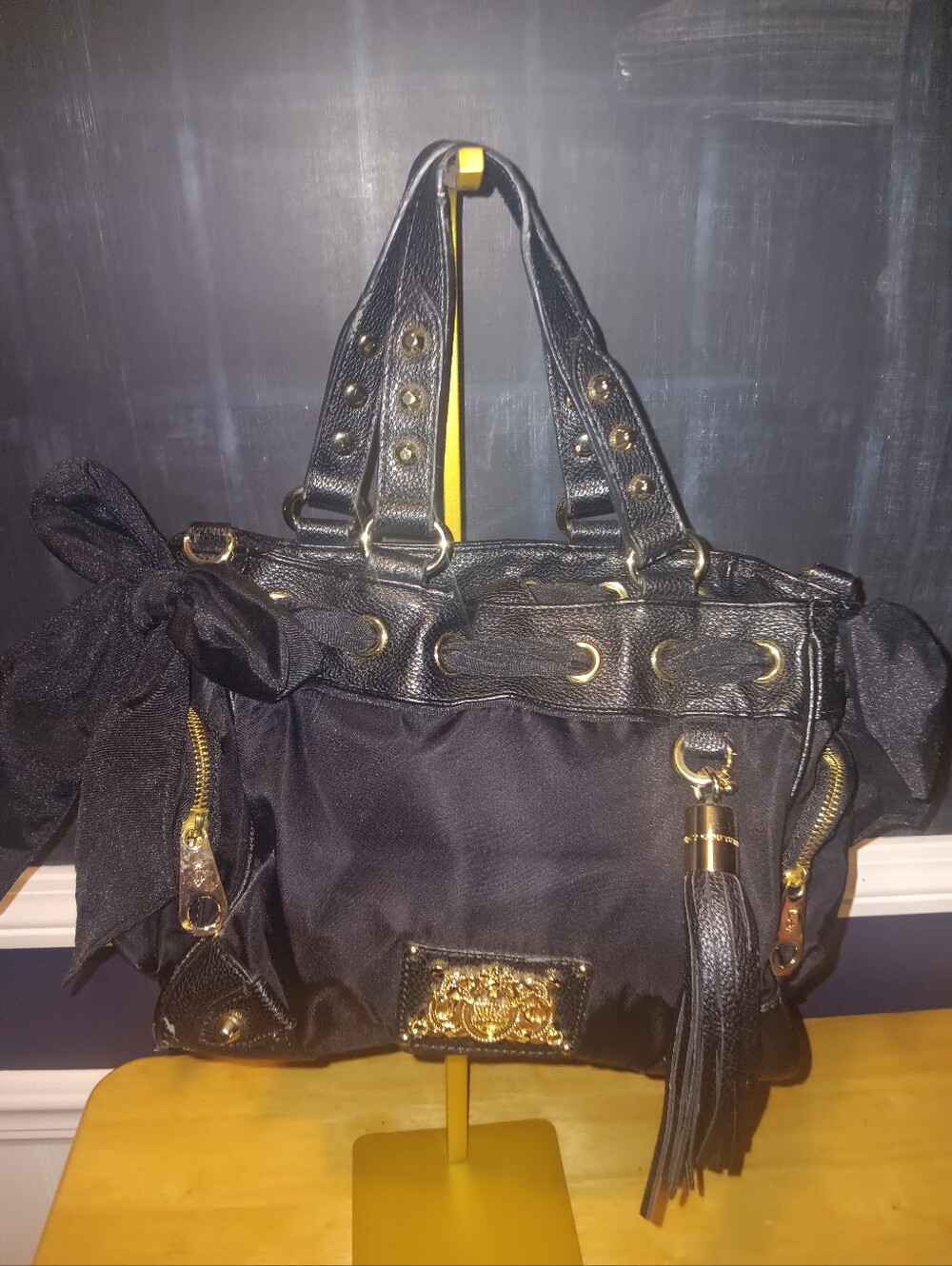Juicy Couture Vintage Y2k Canvas & Leather Shoulder Bag